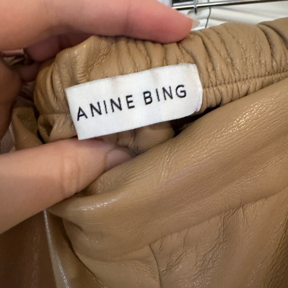 Anine Bing Classic Tan Wide-Leg Pants Vegan Leather - Picture 6 of 8